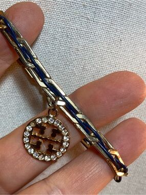 Designer Inspired Chain & Black Cord Bracelet w/ Rhinestone Charm
